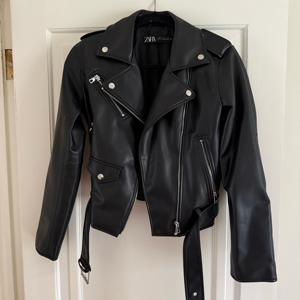 Zara faux Black Leather Moto Jacket